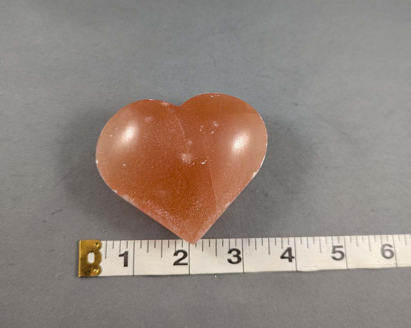 3" Orange Selenite Heart 1pc H051