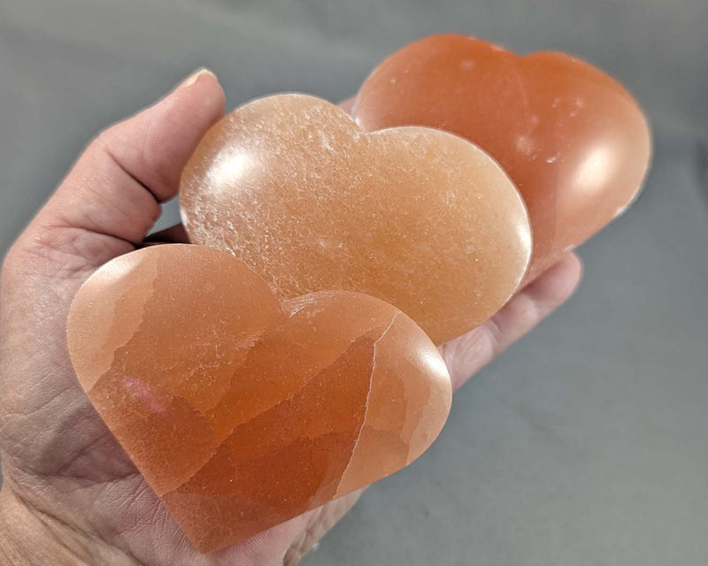 3" Orange Selenite Heart 1pc H051