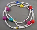 Extra Long Rainbow Acrylic Beaded Necklace Vintage H097-15