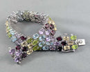 RARE!  Multi Gemstone Bracelet Solid 925 Sterling Silver (Vintage) H095-23