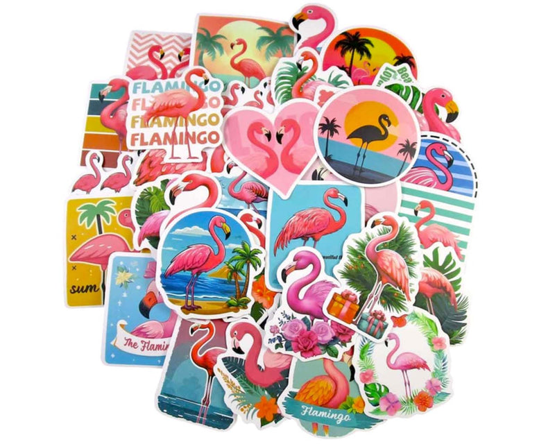 Flamingo Sticker Pack - Waterproof PVC Stickers 50pc J282