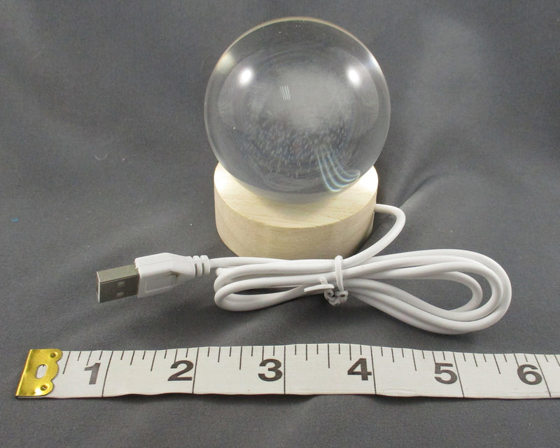 Rain Cloud Crystal Ball 2.3" With LED Light Base 1pc H001-2