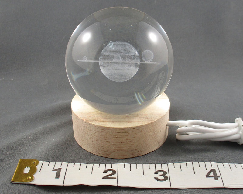 Saturn Crystal Ball 2.3" With LED Light Base 1pc H002-1