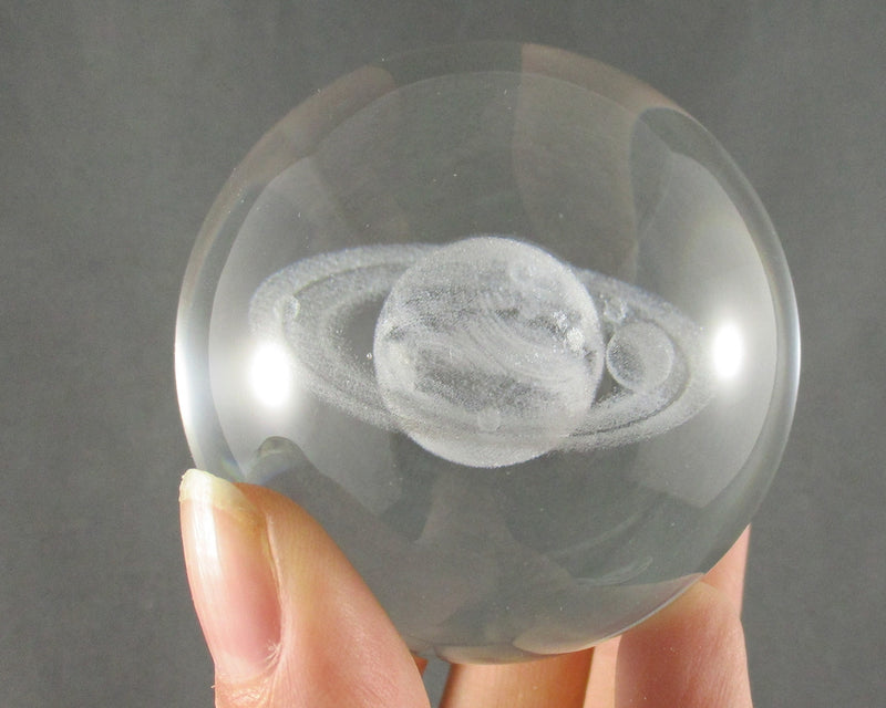 Saturn Crystal Ball 2.3" With LED Light Base 1pc H002-1
