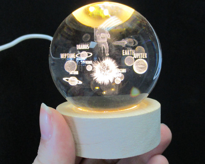 Solar System Crystal Ball 2.3" With LED Light Base 1pc H002-2