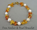 Free Amber & Pearl Gemstone Bracelet with $60 Purchase!