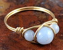 Angelite Wire Wrapped Ring 1pc (Custom Sizes)