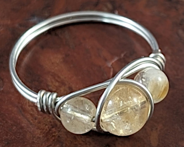 Natural Citrine Wire Wrapped Ring (Custom Sizes)