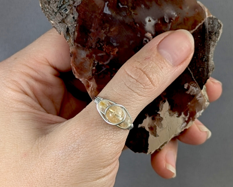 Natural Citrine Wire Wrapped Ring (Custom Sizes)