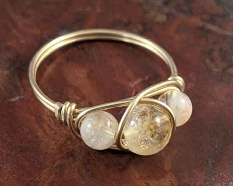 Natural Citrine Wire Wrapped Ring (Custom Sizes)