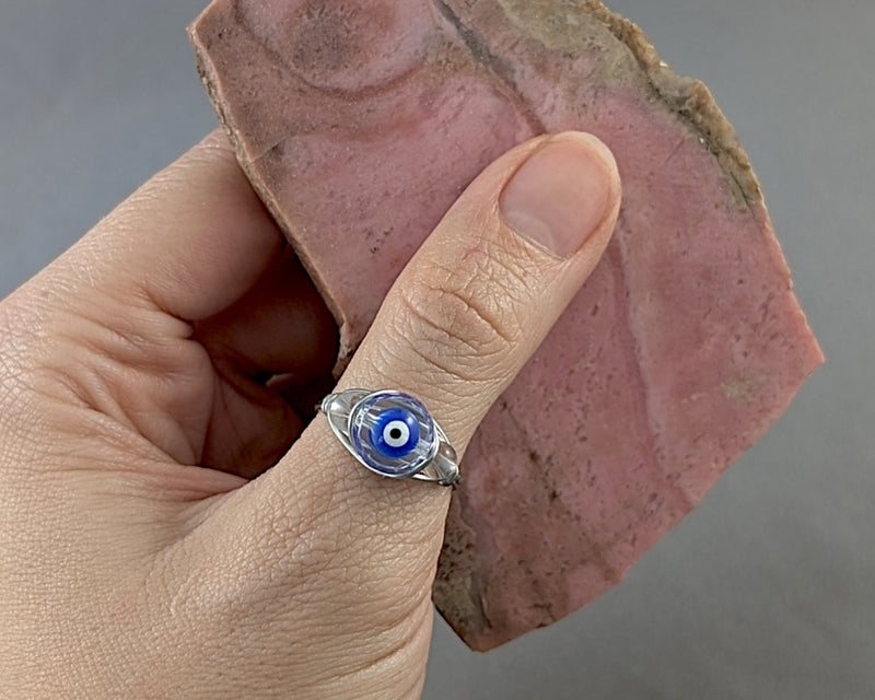 Greek Evil Eye Wire Wrapped Ring (Custom Sizes)