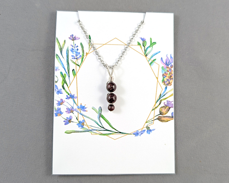 Garnet Gemstone Necklace (January Birthstone) 1pc