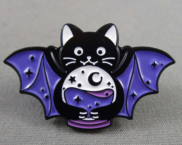 Witchy Cat with Crystal Ball Enamel Pin 1pc (BIN 72)