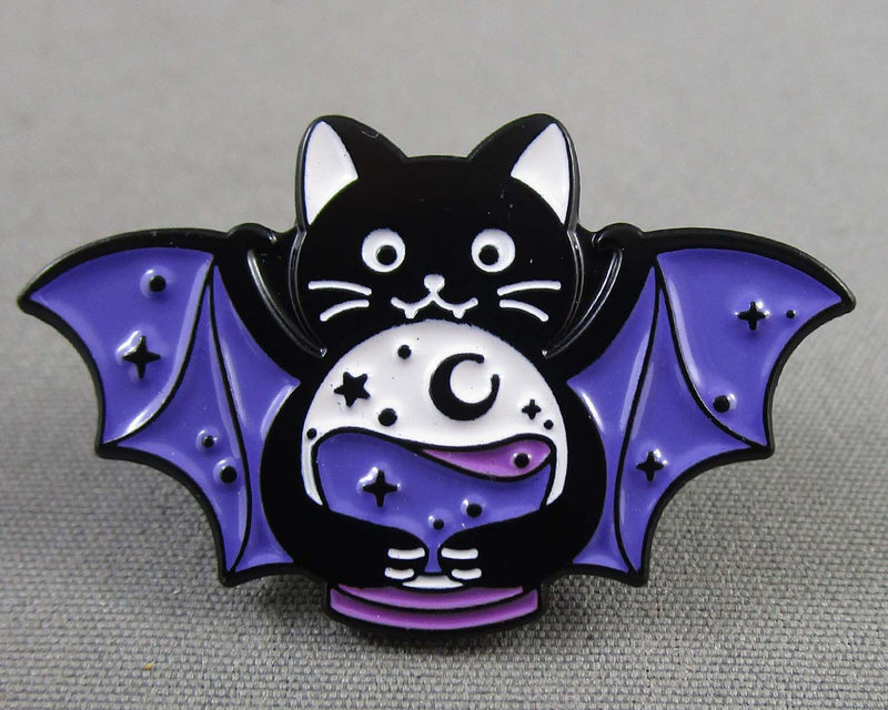 Witchy Cat with Crystal Ball Enamel Pin 1pc (BIN 72)