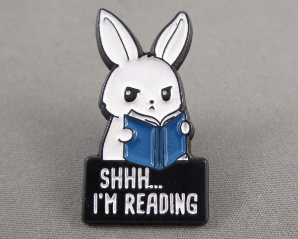 "Shhhh... I'm Reading" Rabbit Enamel Pin 1pc (BIN 71)