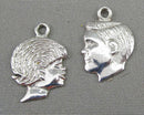 Set of 2 Children Silhouette Pendants 925 Sterling Silver (Vintage) H125-1