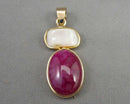 Agate & Mother of Pearl Gemstone Pendant (Vintage) H125-2