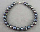 Peacock Blue Natural Pearl Bracelet (Vintage) H125-7