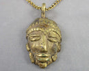 Brass African Mask Pendant Necklace (Vintage) H069-14