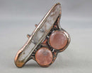 Quartz & Rose Quartz Crystal Ring Size 8  H125-20