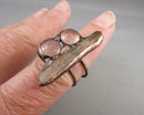Quartz & Rose Quartz Crystal Ring Size 8  H125-20