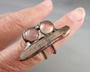 Quartz & Rose Quartz Crystal Ring Size 8  H125-20