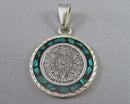 Opal Mayan/Aztec Calendar Gemstone Pendant 925 Sterling Silver (Vintage) H131-8