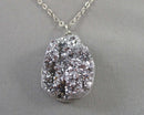 Silver Aura Quartz Pendant Necklace (Vintage) H131-12