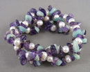 Amethyst, Pearl, Amazonite Gemstone Bracelet (Vintage) H131-14