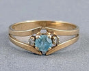 10K Gold Aquamarine & Diamonds Ring Size 4 (Vintage) H131-22