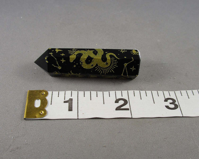 Gold Engraved Obsidian Standing Point 1pc (J136)