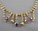 Aurora Borealis Rhinestone Crystal Necklace Vintage H131-26