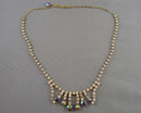 Aurora Borealis Rhinestone Crystal Necklace Vintage H131-26