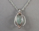 Rainbow Fluorite Gemstone Pendant 925 Sterling Silver (Vintage) H131-27
