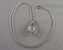 Rainbow Fluorite Gemstone Pendant 925 Sterling Silver (Vintage) H131-27