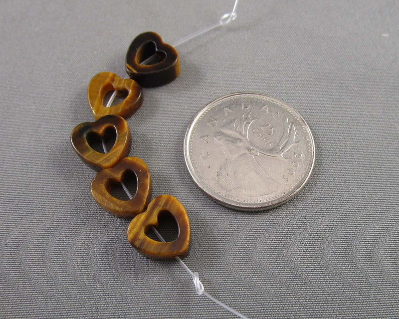 Tigers Eye Heart Beads 10mm (C518)