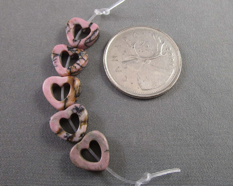 Rhodonite Heart Beads 10mm (C519)