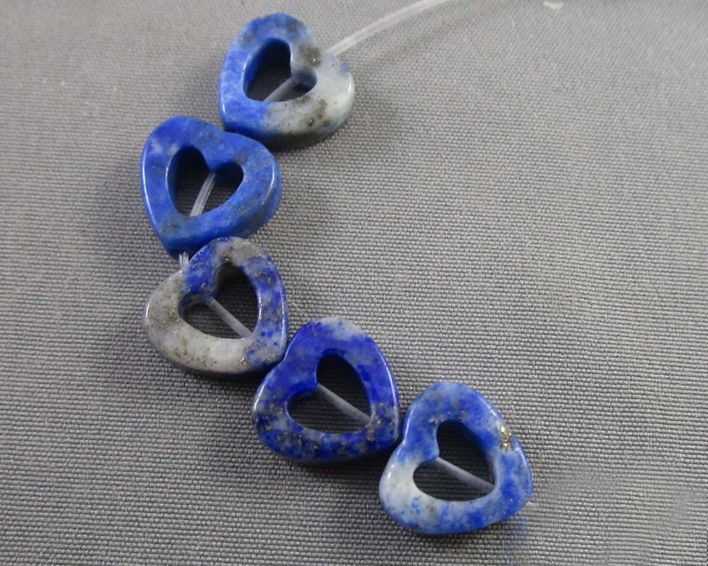 Lapis Lazuli Heart Beads 10mm E076