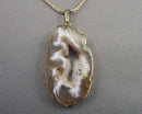 Agate Druzy Gemstone Pendant Necklace (Vintage) H132-4