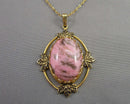 Rhodonite Gemstone Pendant Necklace (Vintage) H132-7