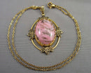 Rhodonite Gemstone Pendant Necklace (Vintage) H132-7