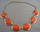 Orange & Gold Statement Necklace Vintage H132-15