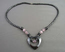 Hematite & Cat's Eye Gemstone Necklace (Vintage) H132-18