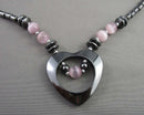 Hematite & Cat's Eye Gemstone Necklace (Vintage) H132-18