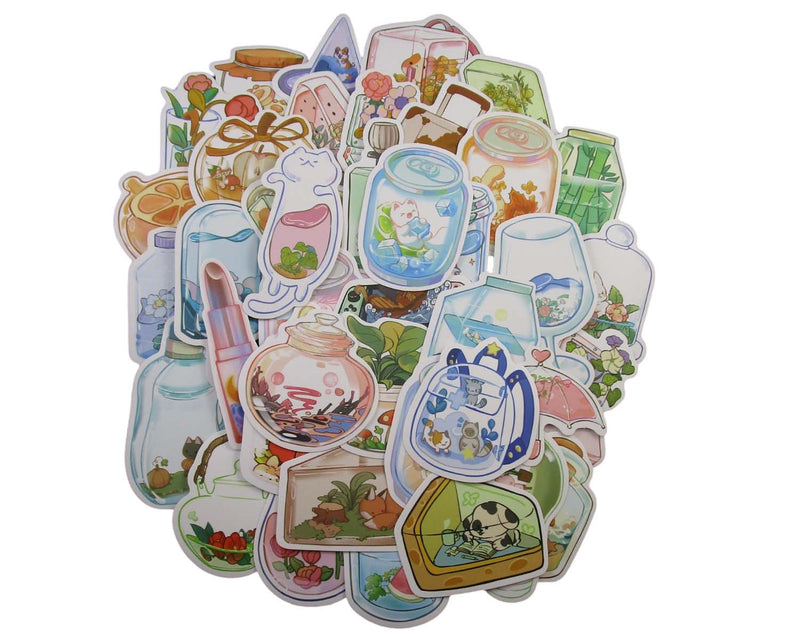 Whimsical Jars Sticker Pack - Waterproof PVC Stickers 50pc J098