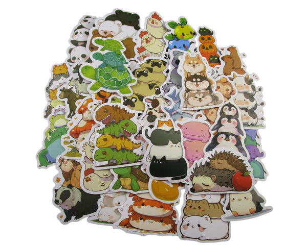 Cute Stack of Animals Sticker Pack - Waterproof PVC Stickers 50pc J124