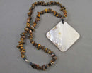 Shell & Tiger Eye Necklace (Vintage) H056-3