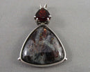 Astrophyllite & Garnet Gemstone Pendant 925 Sterling Silver (Vintage) H135-3