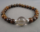 Tiger Eye & Quartz Gemstone Bracelet (Vintage) H135-9
