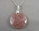 Strawberry Quartz Gemstone Pendant Necklace (Vintage) H135-13